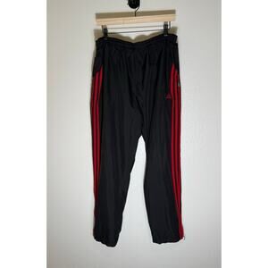 Vintage Y2K Adidas Ankle Zip Track Pants Swishy Baggy Sweatpants Black/Red Large